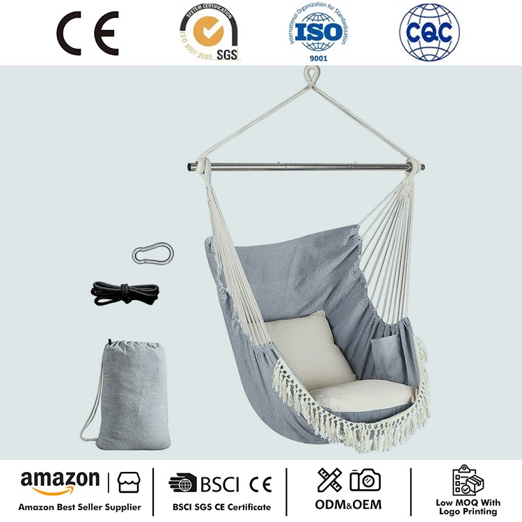 Prenosné závesné kreslo Macrame s bočným vreckom